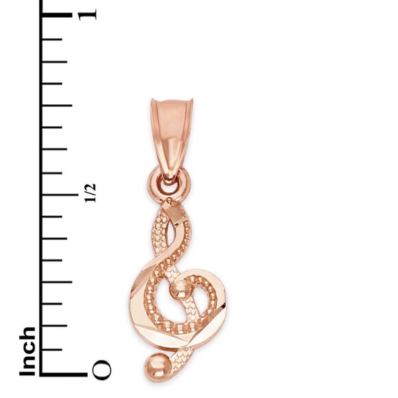 Solid 10k Rose Gold Music Pendant - Musical Jewelry Gifts for Her - Picture 4 of 5